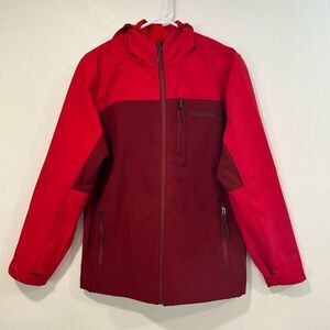 Columbia Men’s Medium Red Softshell Hooded Jacket – Omni-Shield Water & Stain Re